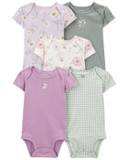 Baby 5-Pack Floral Short-Sleeve Bodysuits, image 1 of 9 slides
