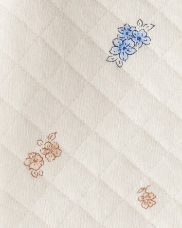 Baby Girl 3-Piece Floral Quilted Jacket Outfit Set - Maroon/Cream, 