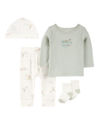 Baby 4-Piece Alligator Outfit Set - Green, image 1 of 6 slides