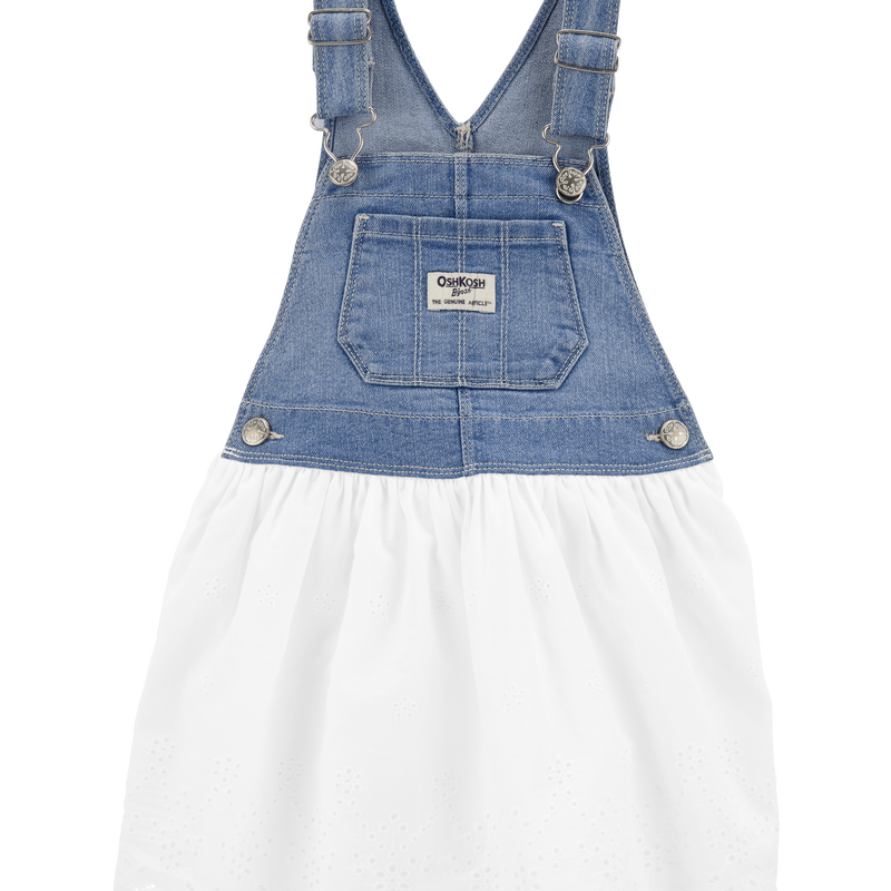 White Blue Toddler Denim Eyelet Jumper Dress carters