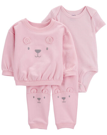 Baby 3-Piece Bear Little Cardigan Set, 