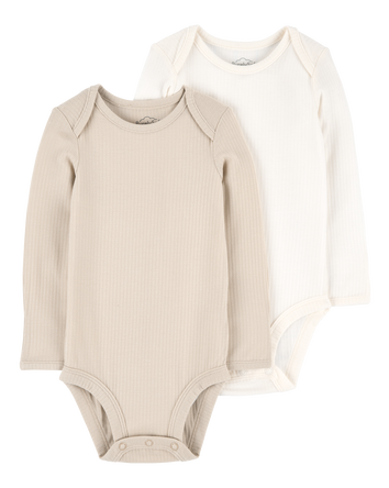 Baby 2-Pack Long-Sleeve PurelySoft Bodysuits, 
