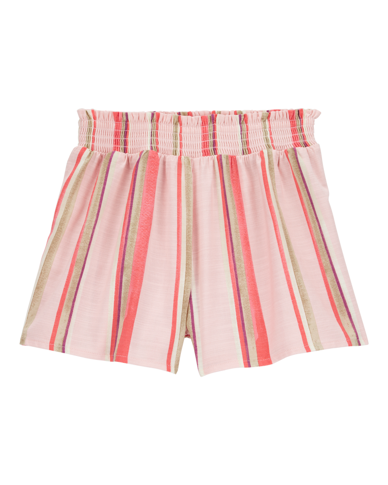 Kid Striped Linen Look-Alike Flowy Pull-On Shorts, image 2 of 4 slides