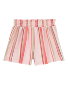 Kid Striped Linen Look-Alike Flowy Pull-On Shorts, image 2 of 4 slides