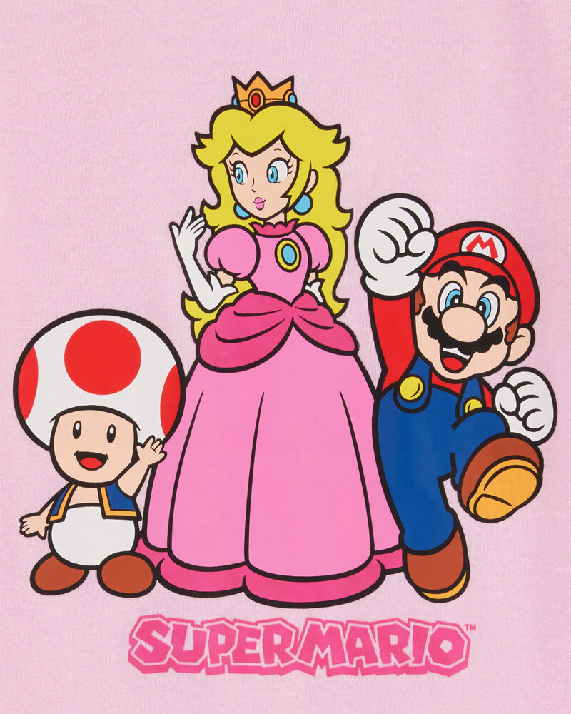 Kid Super Mario Bros™ Snug Fit Cotton 2-Piece Pajamas - Pink, image 2 of 3 slides