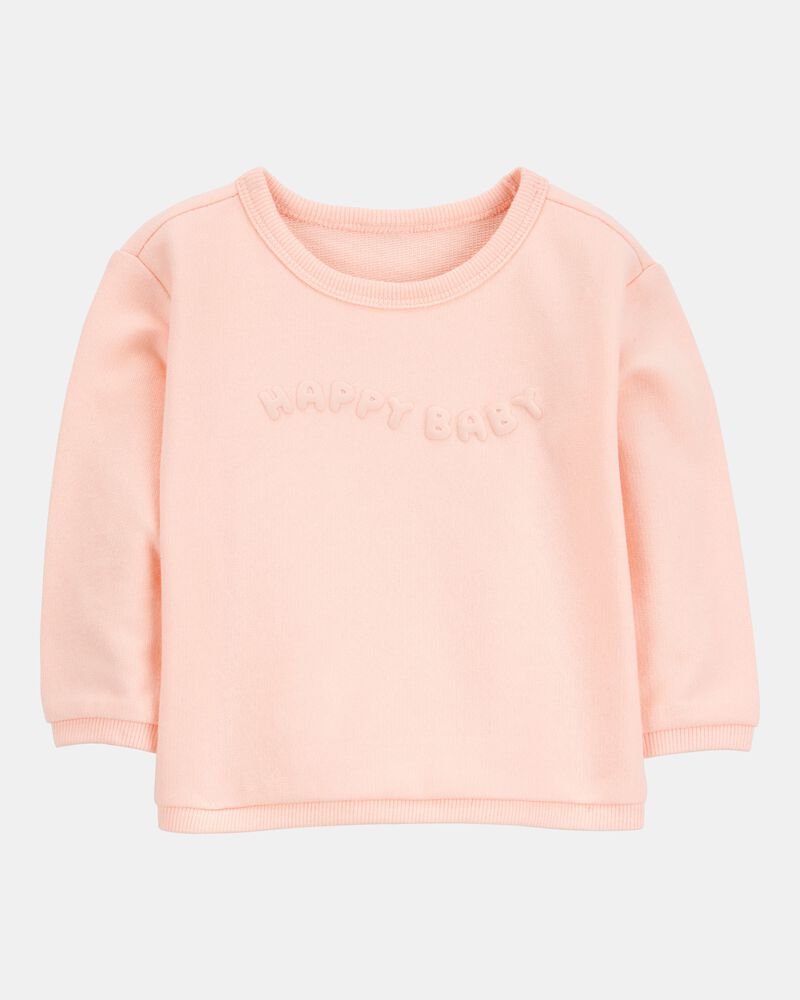 Baby Girl Happy Baby French Terry Pullover - Pink, image 1 of 3 slides