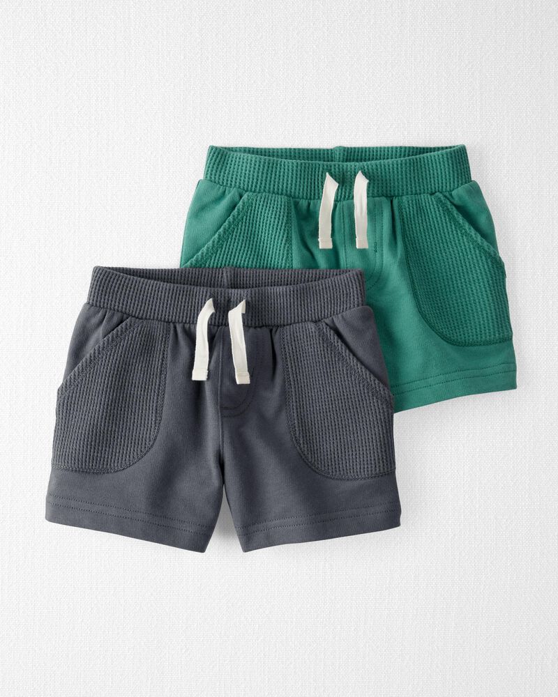 Baby 2-Pack Organic Cotton Waffle Knit Shorts, image 1 of 4 slides