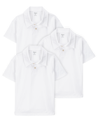Kid 3-Pack Active Uniform Polo Shirts in Moisture Wicking BeCool™ Fabric - White, image 1 of 3 slides