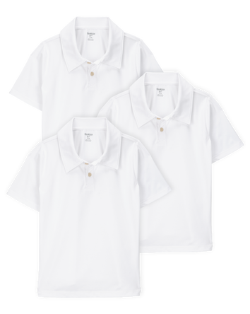 Kid 3-Pack Active Uniform Polo Shirts in Moisture Wicking BeCool™ Fabric - White, 