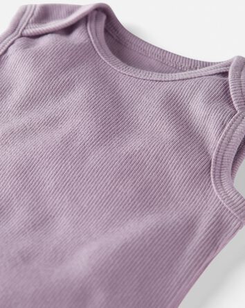 Baby 5-Piece Organic Cotton Rib Bodysuits & Ribbed Pedal Shorts Set, 