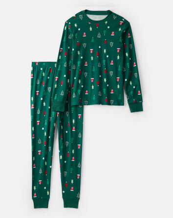 Adult Print 100% Cotton Long-Sleeve Snug Fit - Green, 