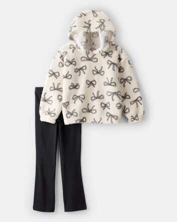 Girls 2-Piece Bow Print Long-Sleeve Hoodie & Pant Set, 