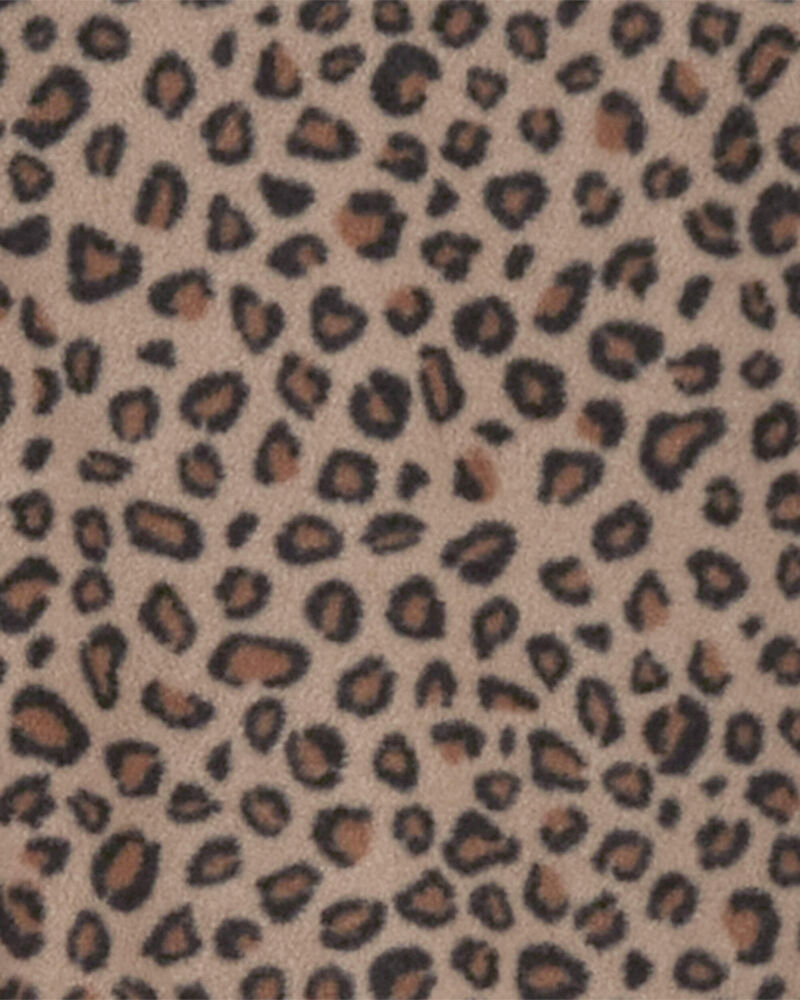 Kid 1-Piece Leopard Fleece Footie Pajamas, image 2 of 3 slides