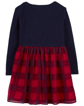 Toddler Long-Sleeve Plaid Dress, 