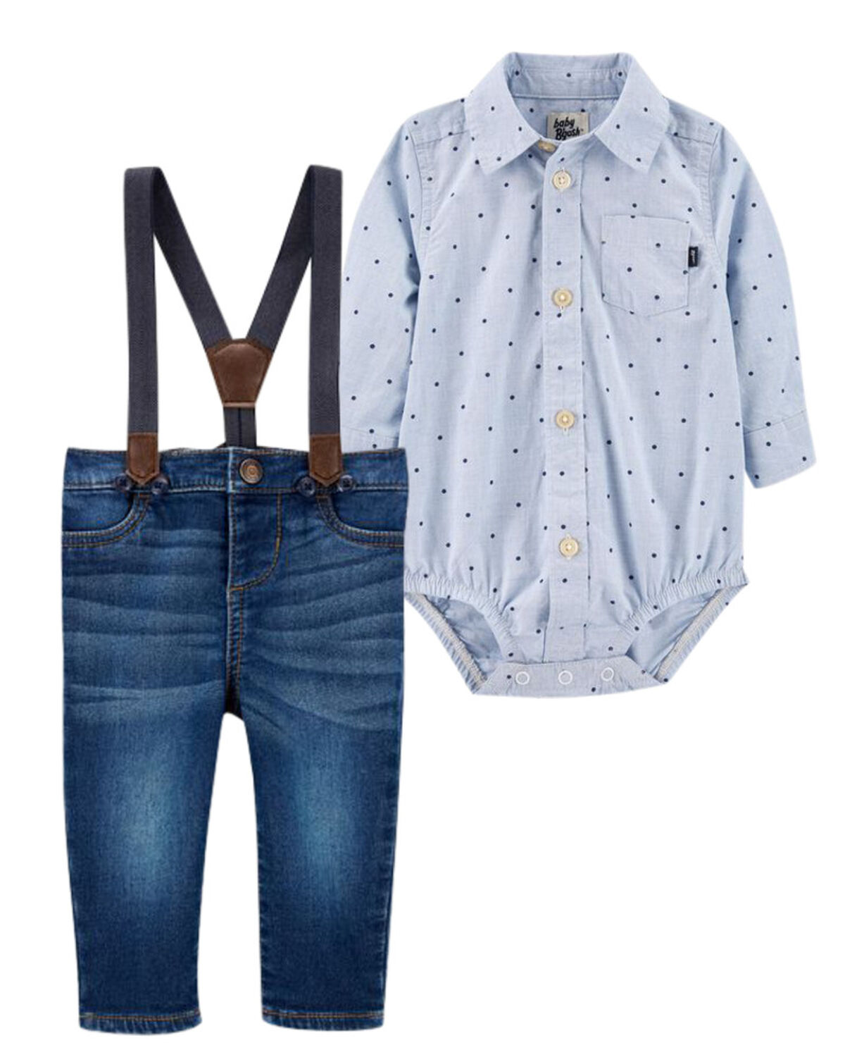 Bundle Baby ButtonFront Bodysuit and Suspender Pants Set