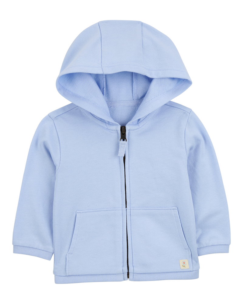 Baby Zip-Up French Terry Hoodie - Blue, image 1 of 3 slides