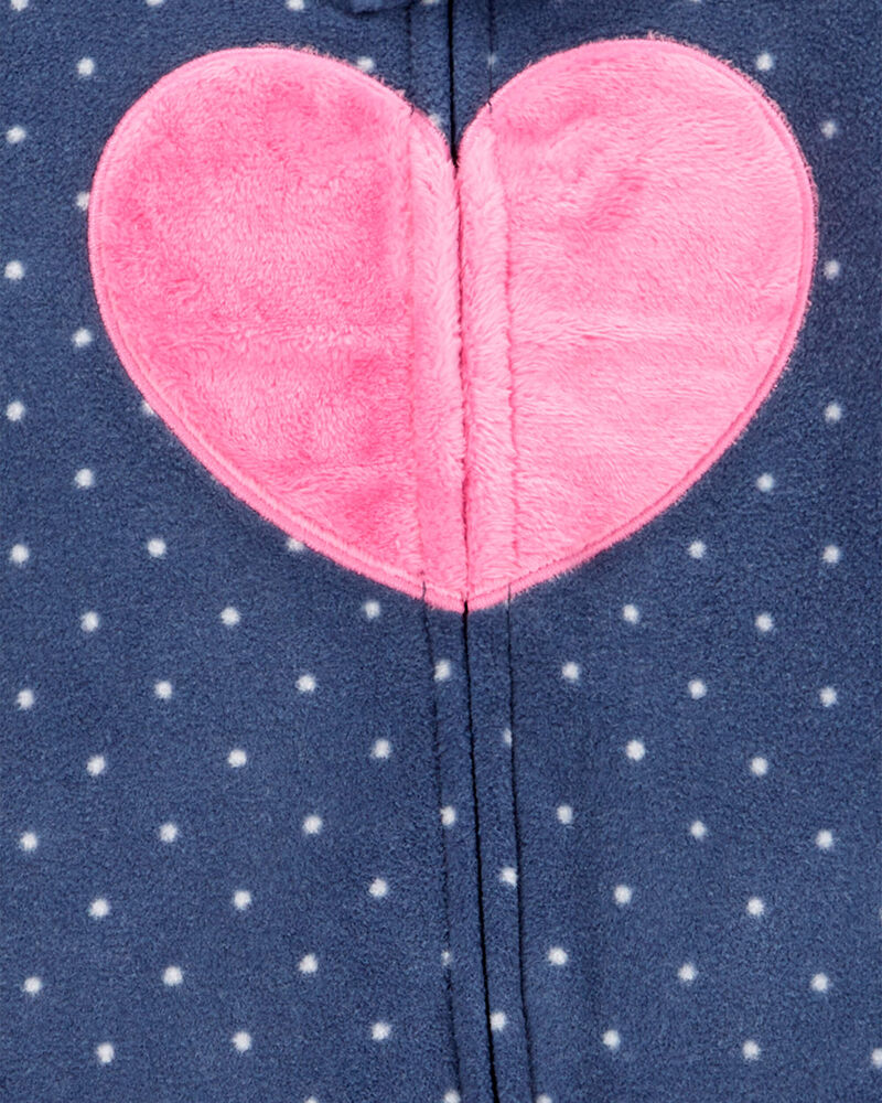 Baby Heart Fleece Zip-Up Footie Sleep & Play Pajamas, image 2 of 5 slides