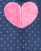 Baby Heart Fleece Zip-Up Footie Sleep & Play Pajamas, image 2 of 5 slides