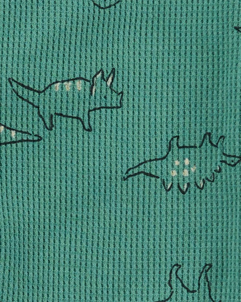 Baby 1-Piece Dinosaur Print Waffle Knit Footie Pajamas, image 2 of 4 slides
