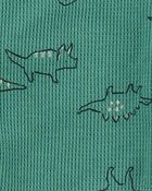 Baby 1-Piece Dinosaur Print Waffle Knit Footie Pajamas, image 2 of 4 slides