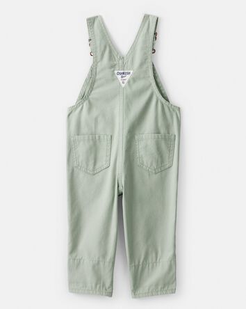 Baby Girl Butterfly-Lined Canvas Overalls - Green, 