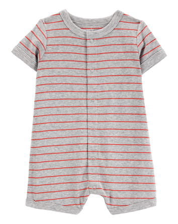 Baby Boy Crab Striped Cotton Blend Short-Sleeve Romper, 