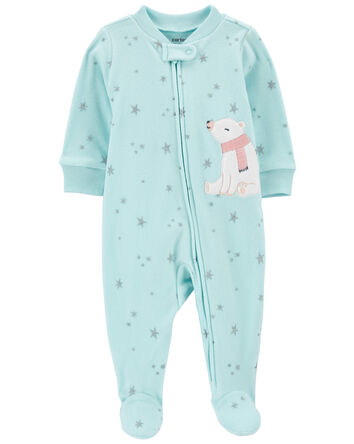 Baby Polar Bear Fleece Zip-Up Footie Sleep & Play Pajamas, 