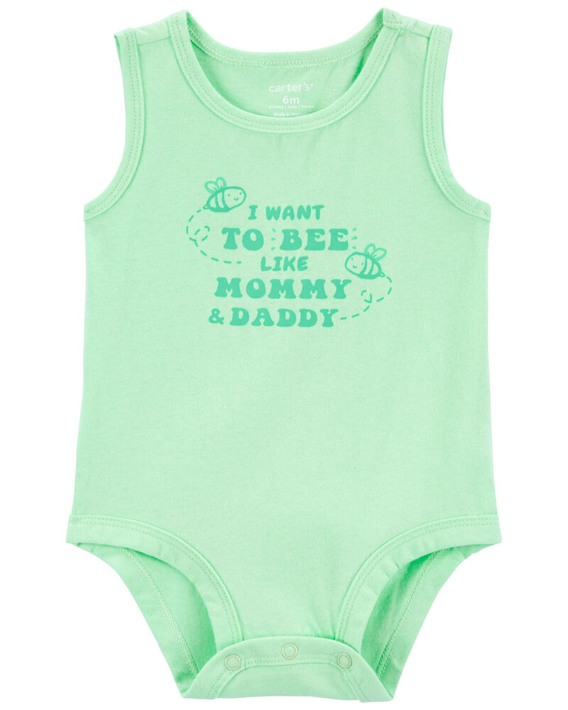 Baby 'Bee Like Mommy And Daddy' Sleeveless Bodysuit, image 1 of 3 slides