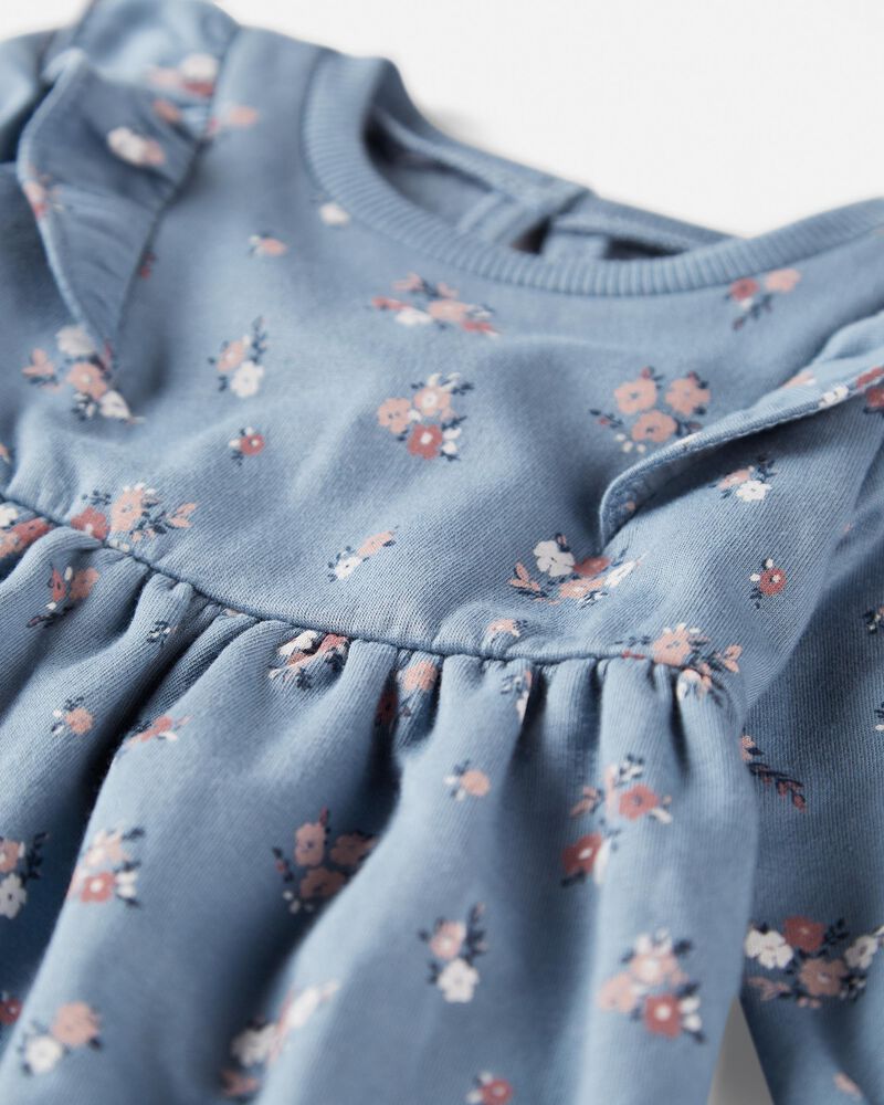 Baby Long-Sleeve Ruffle Dress Made with Organic Cotton in Floral Print, image 5 of 6 slides