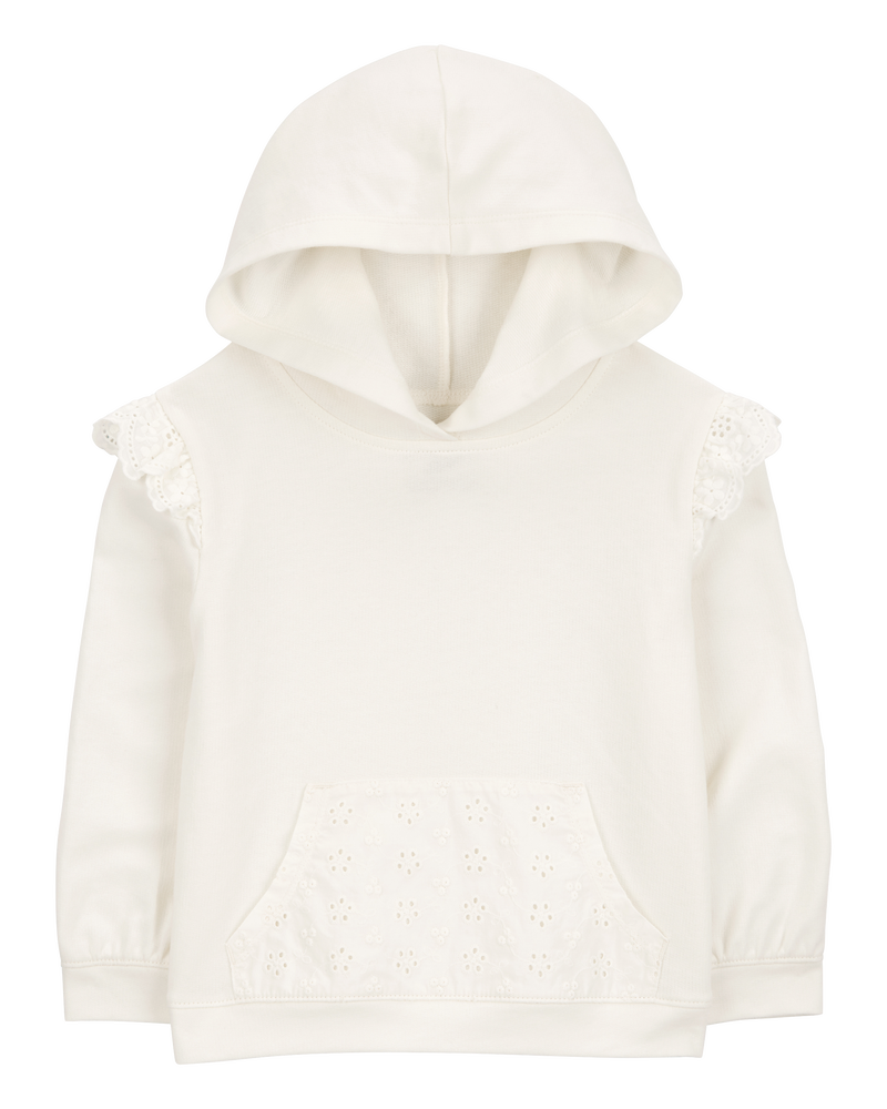 Baby French Terry Eyelet Hoodie - Cream, image 1 of 3 slides