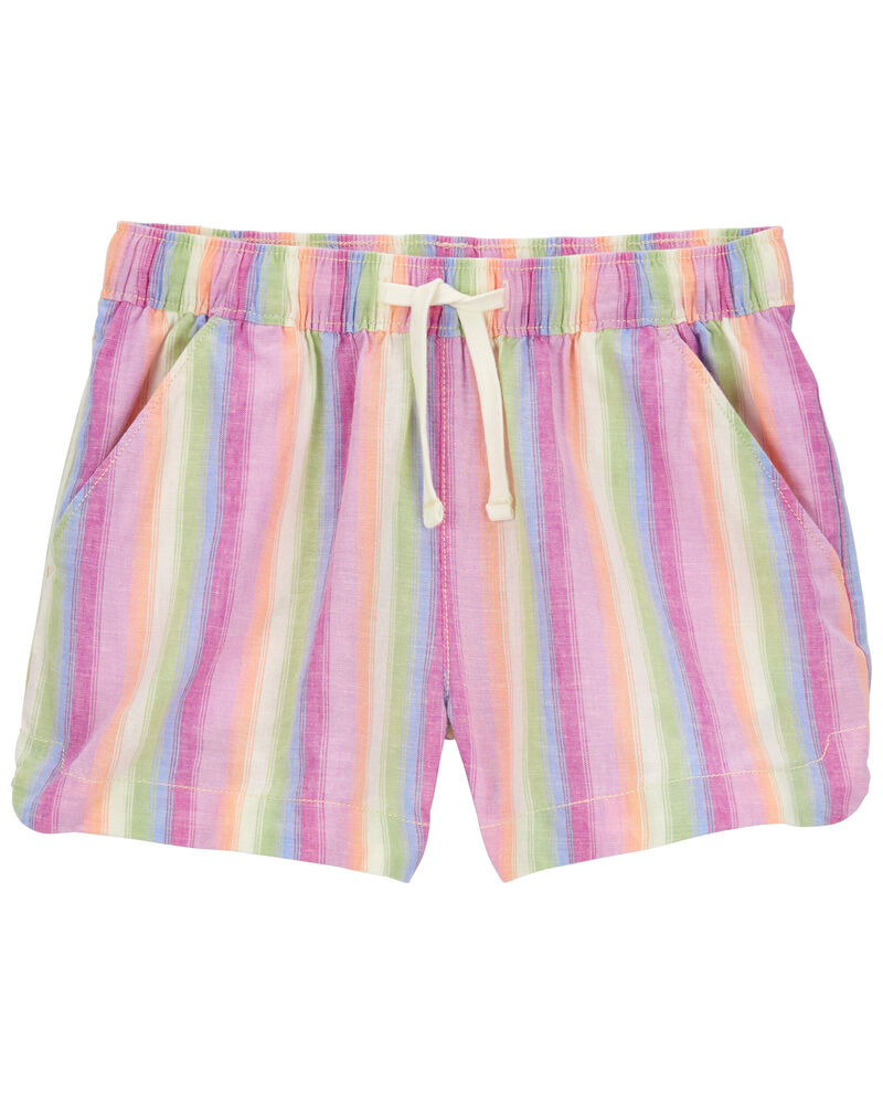 Kid Linen Cotton Drawstring Sun Shorts, image 1 of 1 slides