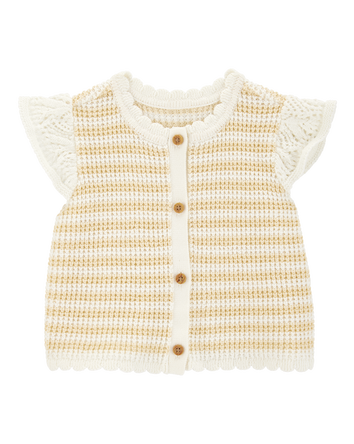 Baby Flutter Sleeve Knit Top - Yellow, 