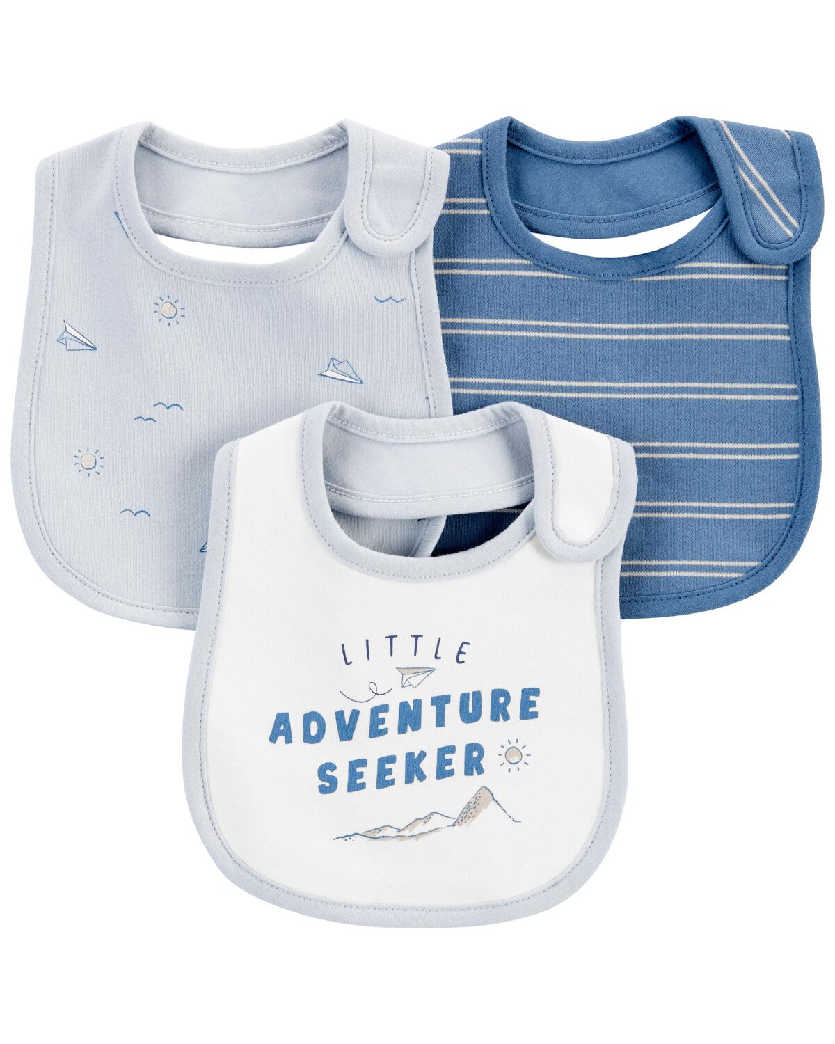 Carters Blue/Ivory Baby 3-Pack Bibs
