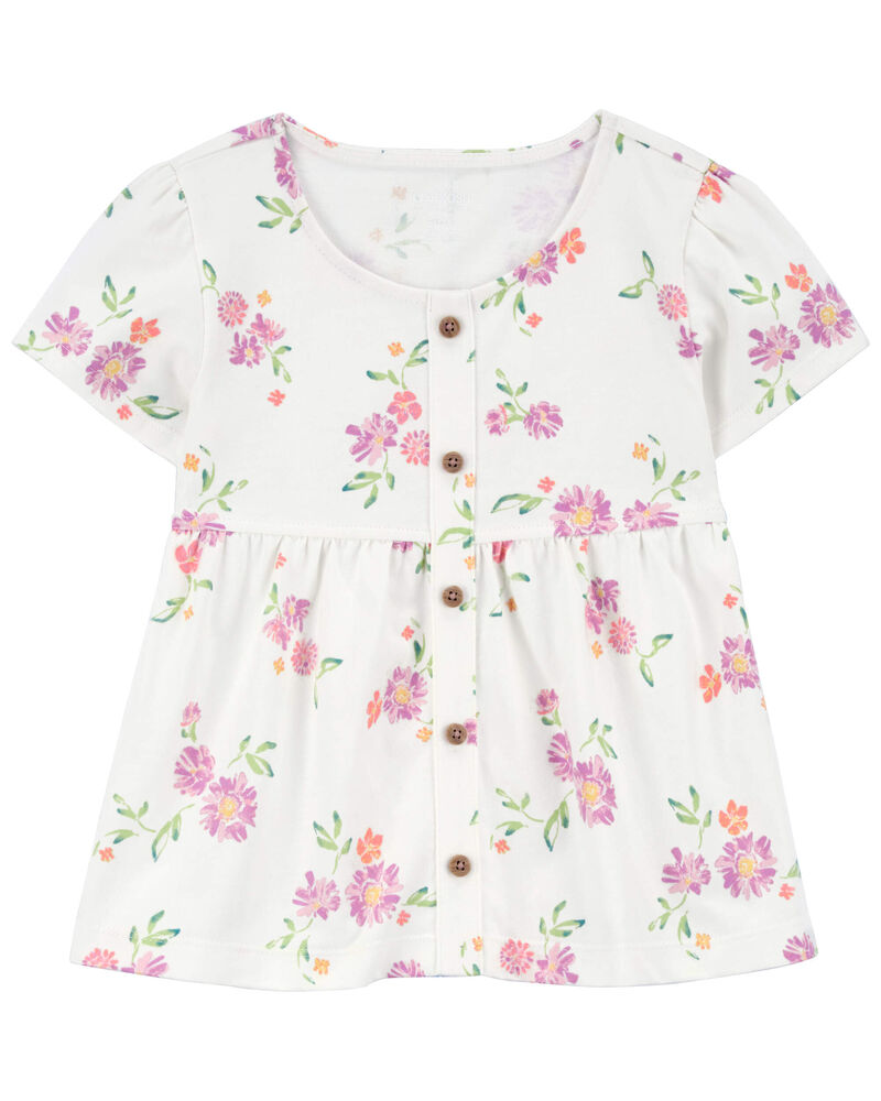 Baby Floral Print Button-Front Top, image 1 of 3 slides