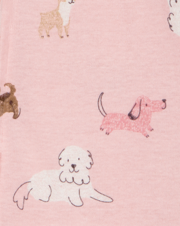 Toddler Girl 1-Piece Dog 100% Snug Fit Cotton Footie Pajamas - Pink, 