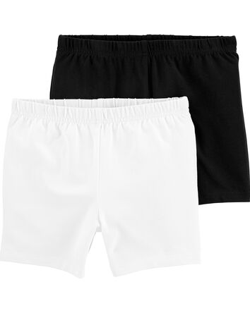 Kid 2-Pack White/Black Bike Shorts, 