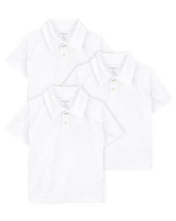 Toddler 3-Pack Active Uniform Polo Shirts in Moisture Wicking BeCool™ Fabric - White, 