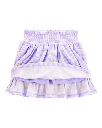 Toddler Striped Lemon Print Skort - Purple, 