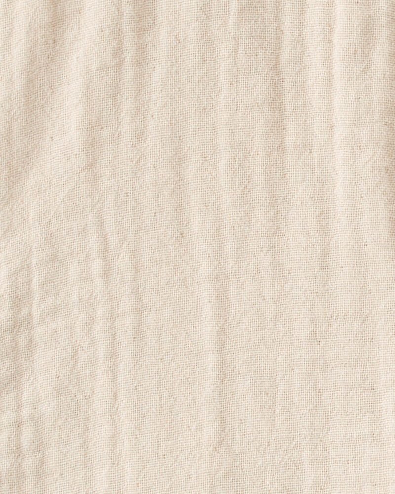 Baby Organic Cotton Gauze Shortalls in Cream, image 4 of 5 slides