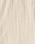 Baby Organic Cotton Gauze Shortalls in Cream, image 4 of 5 slides