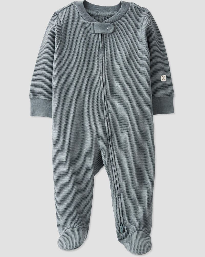 Baby Waffle Knit Sleep & Play Pajamas Made With Organic Cotton, image 4 of 5 slides