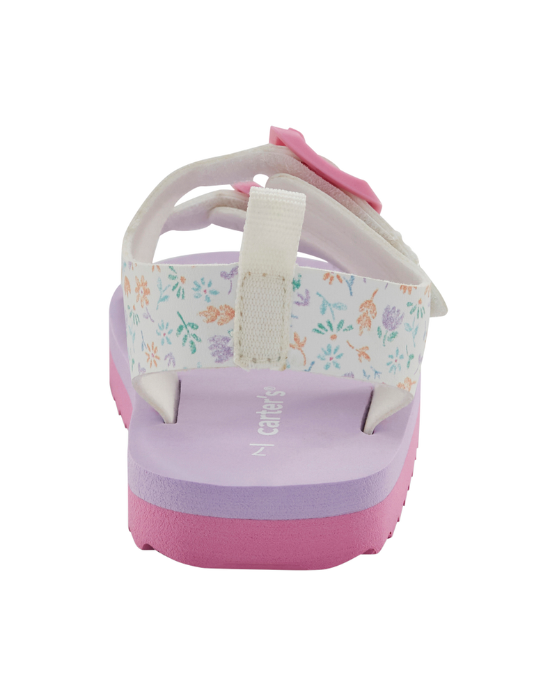 Toddler Casual Floral Sandals - Pink/White, image 3 of 7 slides