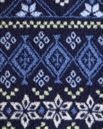 Boys Fairisle Quarter-Zip Sherpa Pullover Sweatshirt - Navy, 