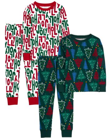 Toddler 4-Piece Christmas 100% Snug Fit Cotton Pajamas, 