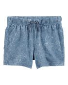 Toddler Solid Pull-On Knit Shorts - Blue, image 1 of 6 slides