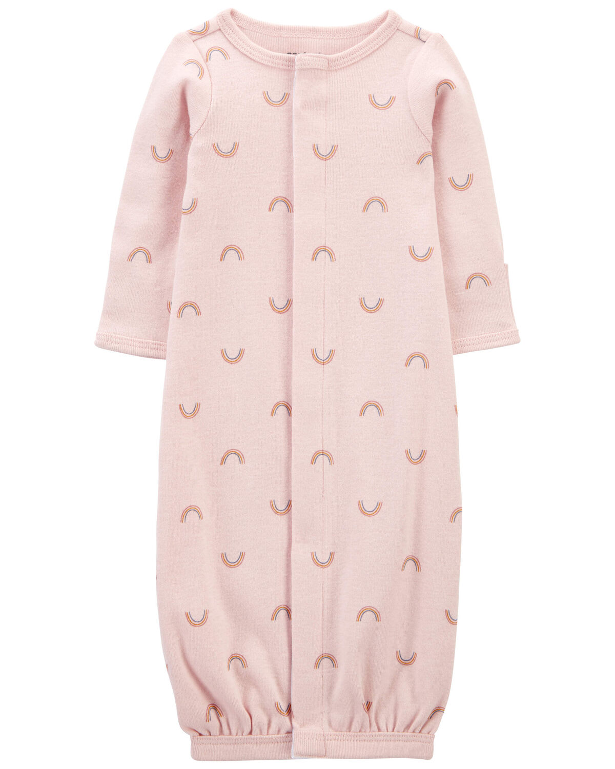 Pink Baby Preemie Rainbow Cotton Sleeper Gown