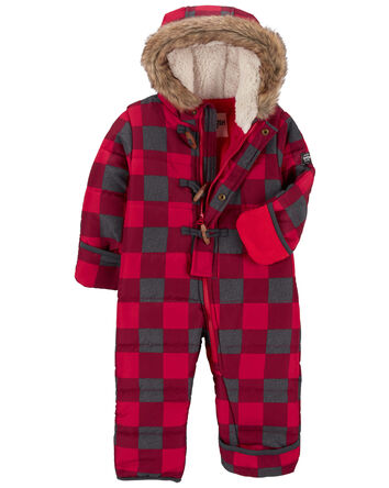 Plaid Sherpa-Lined Snowsuit, 