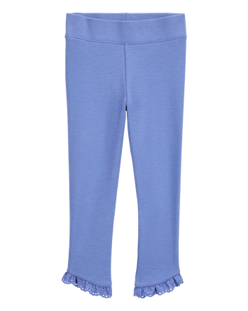 Baby Ribbed Eyelet-Hem Pants - Blue, 