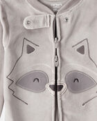 Toddler Boy Raccoon Velour-Velboa Loose Fit Long-Sleeve 2-Way Zip Pajamas, image 2 of 5 slides