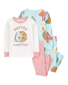 Baby 4-Piece Breakfast Print 100% Snug Fit Cotton Pajamas, image 1 of 4 slides